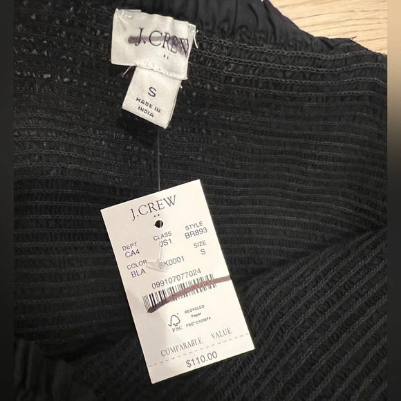 J Crew NWT Smocked tiered mini dress. Black size small - Picture 8 of 8